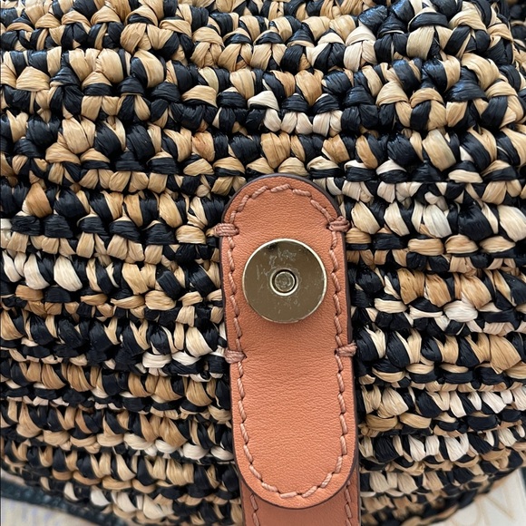 ULLA JOHNSON Paloma Ruched Straw Crossbody Bag Noir Melange - Picture 5 of 8